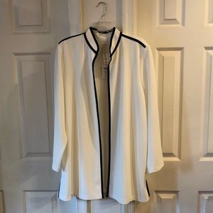 Chicos size 3 cream jacket with black trim NWT